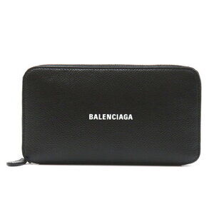 Balenciaga CASH Continental Wallet Round Long Leather Black